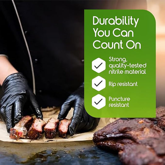 Black Nitrile Gloves HEAVY DUTY 6 Mil Nitrile Chemical Resistant Medical Cooking Cleaning Disposable Black Gloves