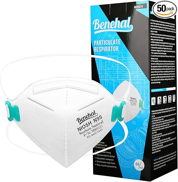 Benehal Black Pack of 50 NIOSH approved N95 Foldable Particulate Respirator Mask