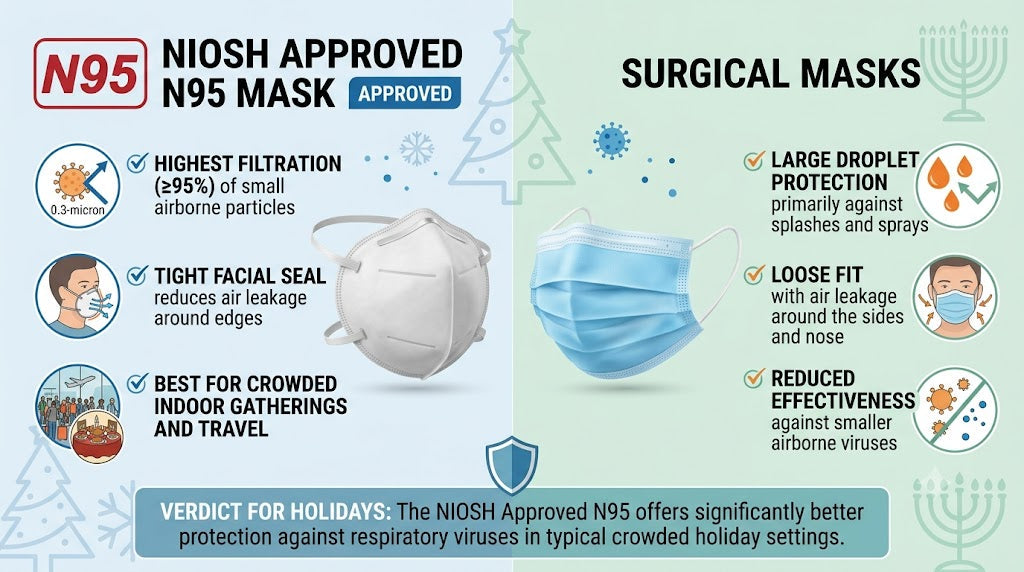 NIOSH Approved N95 Mask vs Surgical Masks: Which Offers Better Protection During Holidays?