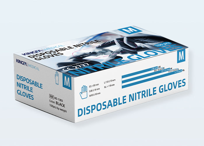 Kingfa 6 Mil Black Nitrile Gloves Box of 100 | Heavy Duty & ASTM D6319