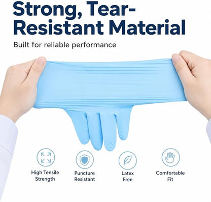 Kingfa Nitrile Medical Exam Gloves - 510(k), Powder Free, Disposable, 4.5 mil Thickness, Blue