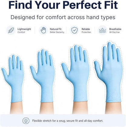 Kingfa Nitrile Medical Exam Gloves - 510(k), Powder Free, Disposable, 4.5 mil Thickness, Blue