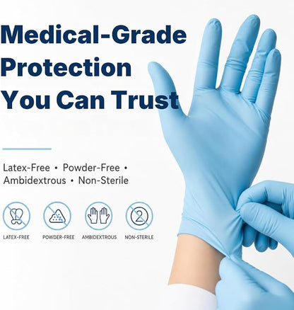 Kingfa Nitrile Medical Exam Gloves - 510(k), Powder Free, Disposable, 4.5 mil Thickness, Blue
