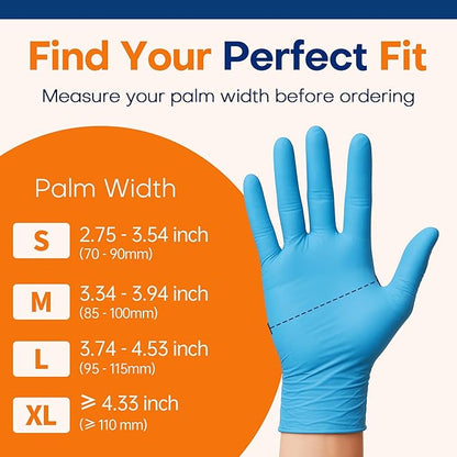Medical Soft Max Nitrile Exam Gloves Powder-Free Disposable 100 Ct | Soft Stretch Fit | Powder-Free | Latex-Free | Examination | Cooking | Cleaning· Food Prep | 100 Count | Blue