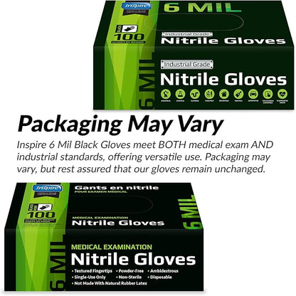 Black Nitrile Gloves HEAVY DUTY 6 Mil Nitrile Chemical Resistant Medical Cooking Cleaning Disposable Black Gloves