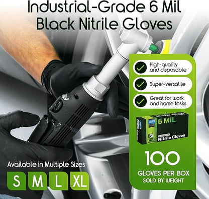 Black Nitrile Gloves HEAVY DUTY 6 Mil Nitrile Chemical Resistant Medical Cooking Cleaning Disposable Black Gloves