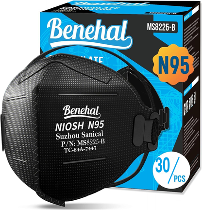 Benehal Black N95 1 Carton (720) NIOSH approved Foldable Particulate Respirator Mask