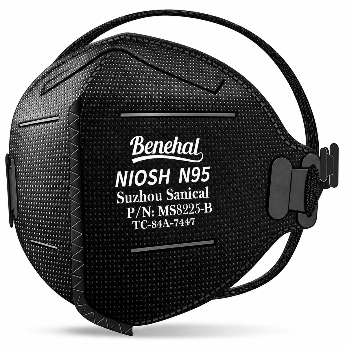 N95 Face Masks Black, NIOSH Approved, Foldable Disposable Respirators, Individually Wrapped with Dual Head Straps and Adjustable Nose Clip (25)