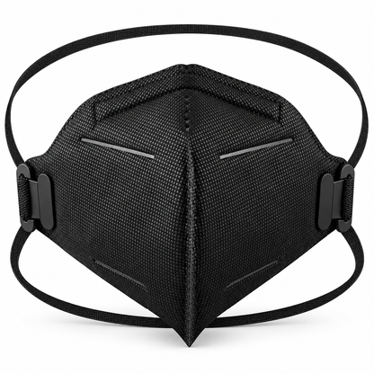 KN95 Face Masks -Headband Style- Black Disposable Respirators, Individually Wrapped, Adjustable Nose Clip (20)