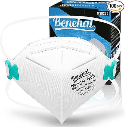 Benehal White NIOSH Approved N95 Foldable Particulate Respirator Mask