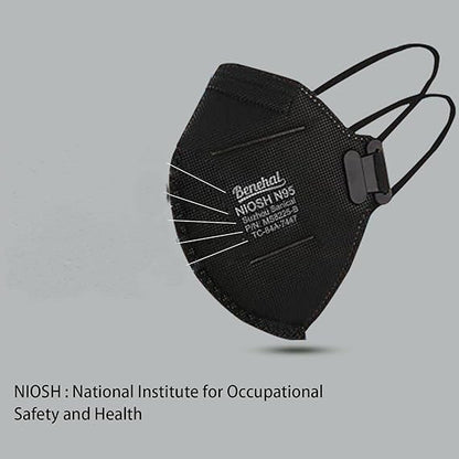 Benehal Black Pack of 20 NIOSH approved N95 Foldable Particulate Respirator Mask